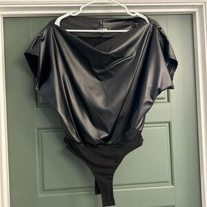 Faux leather fashionva body suit